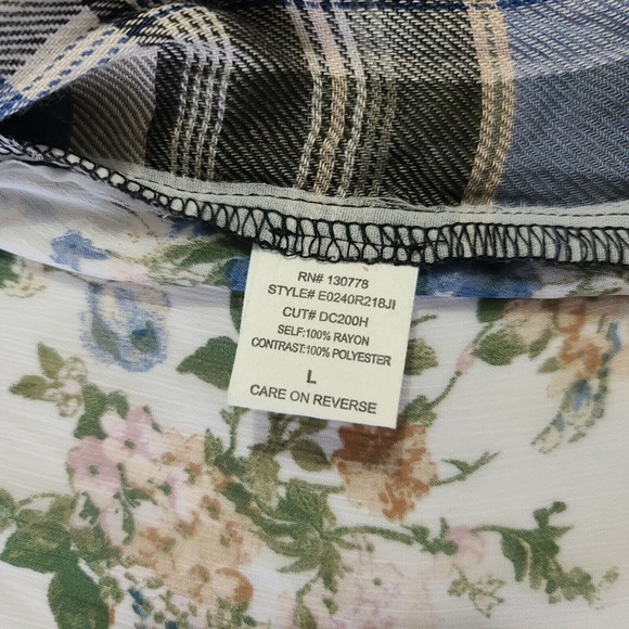 NWT Living Doll Open Front Cardigan Women's Size Large Floral Plaid - Picture 7 of 10